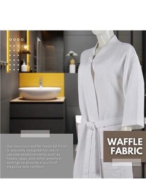Waffle-Texture White Spa Robe